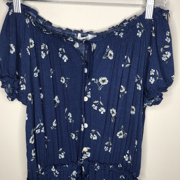 Off Shoulder Blue Floral Dress - Picture 8 of 11